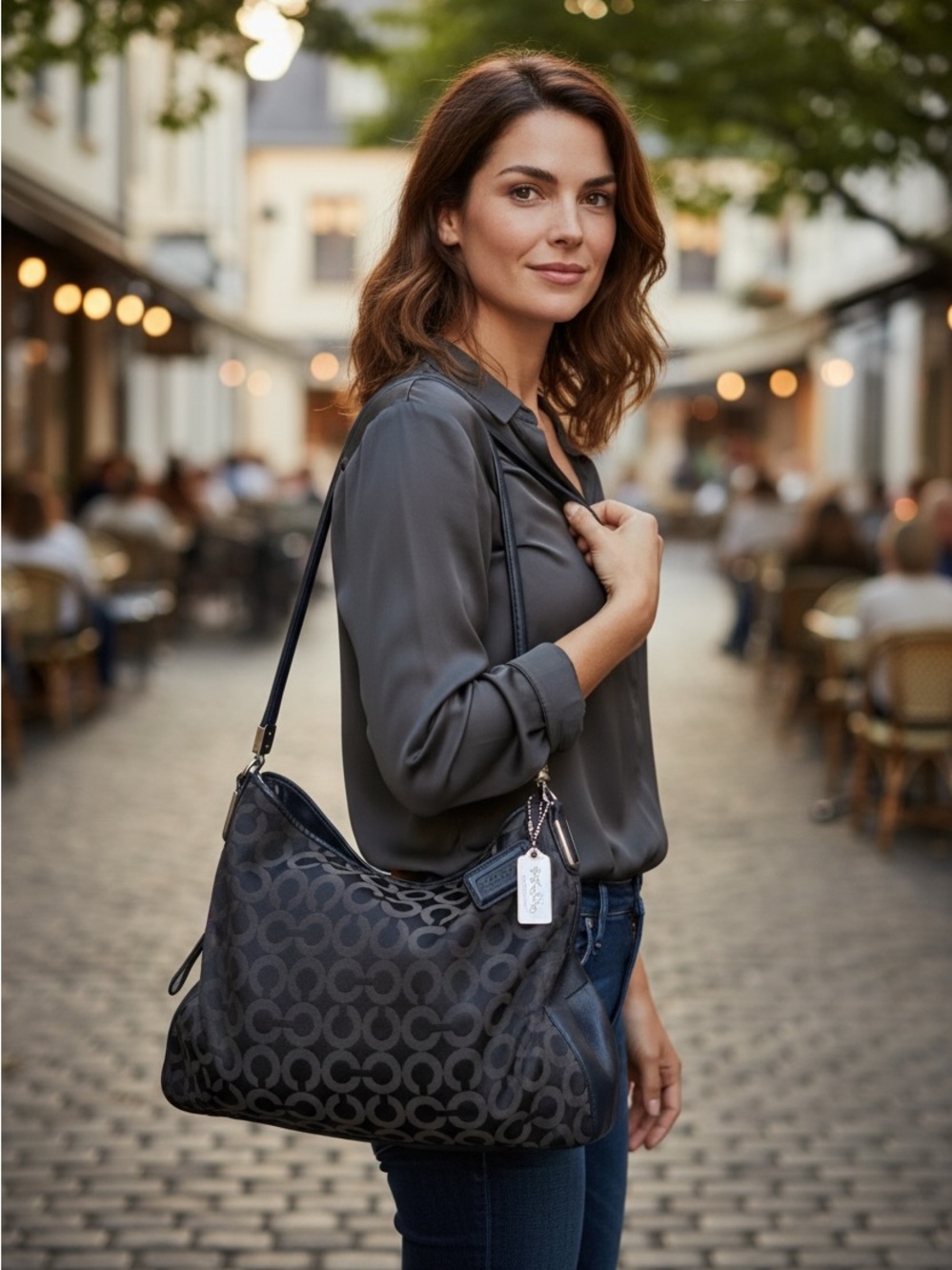 Coach Madison Black Phoebe Op Art Signature Hobo Bag EUC - Picture 2 of 16